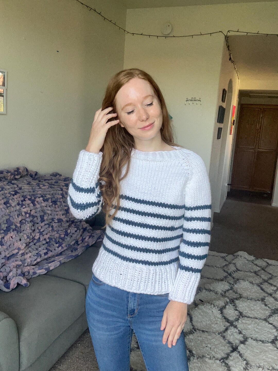 Chunky Striped Sweater Knitting Pattern: Easy Beginner DIY (PDF Pattern ...