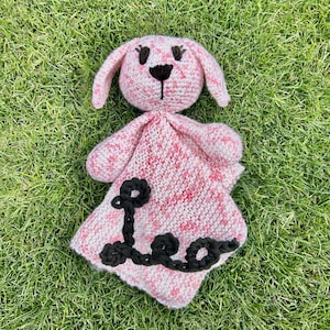 Benutzerdefinierte Kaninchen Lovey Decke, personalisierte Baby Geschenk, personalisierte Lovey, Baby-Dusche-Geschenk, Kuscheltier Plushie, gestickte Baby-Decke
