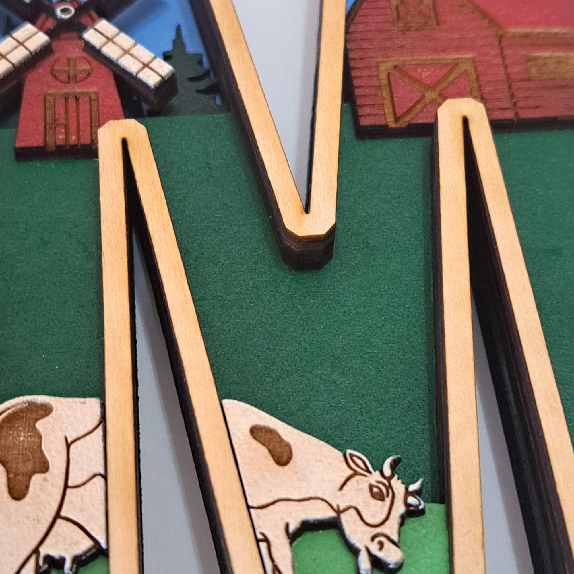 Farm Scene Letters SVG File for Laser Cutting, Multi Layer 3d Art ...