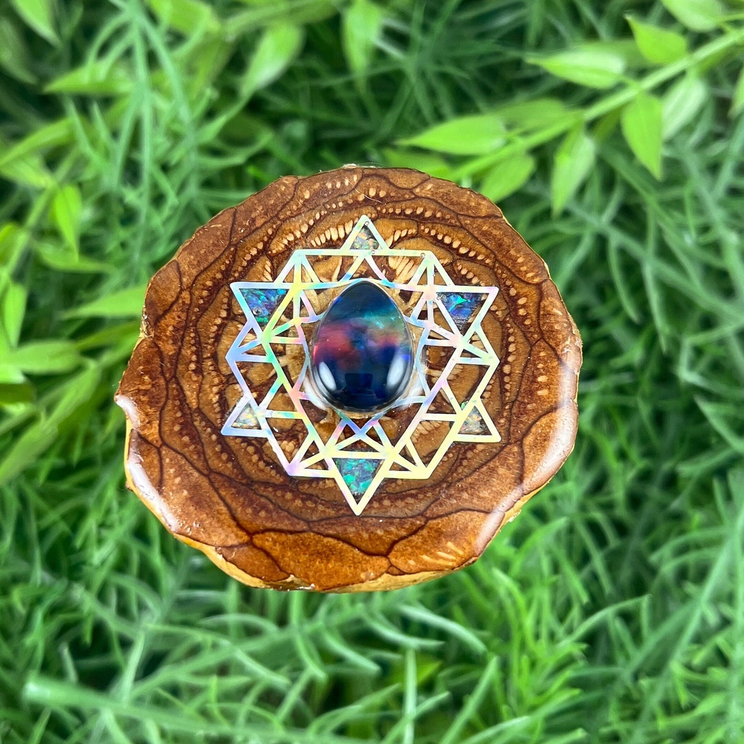 Multi Ammolite & Crushed Opal With 64 Star Tetrahedron Pinecone Pendant ...