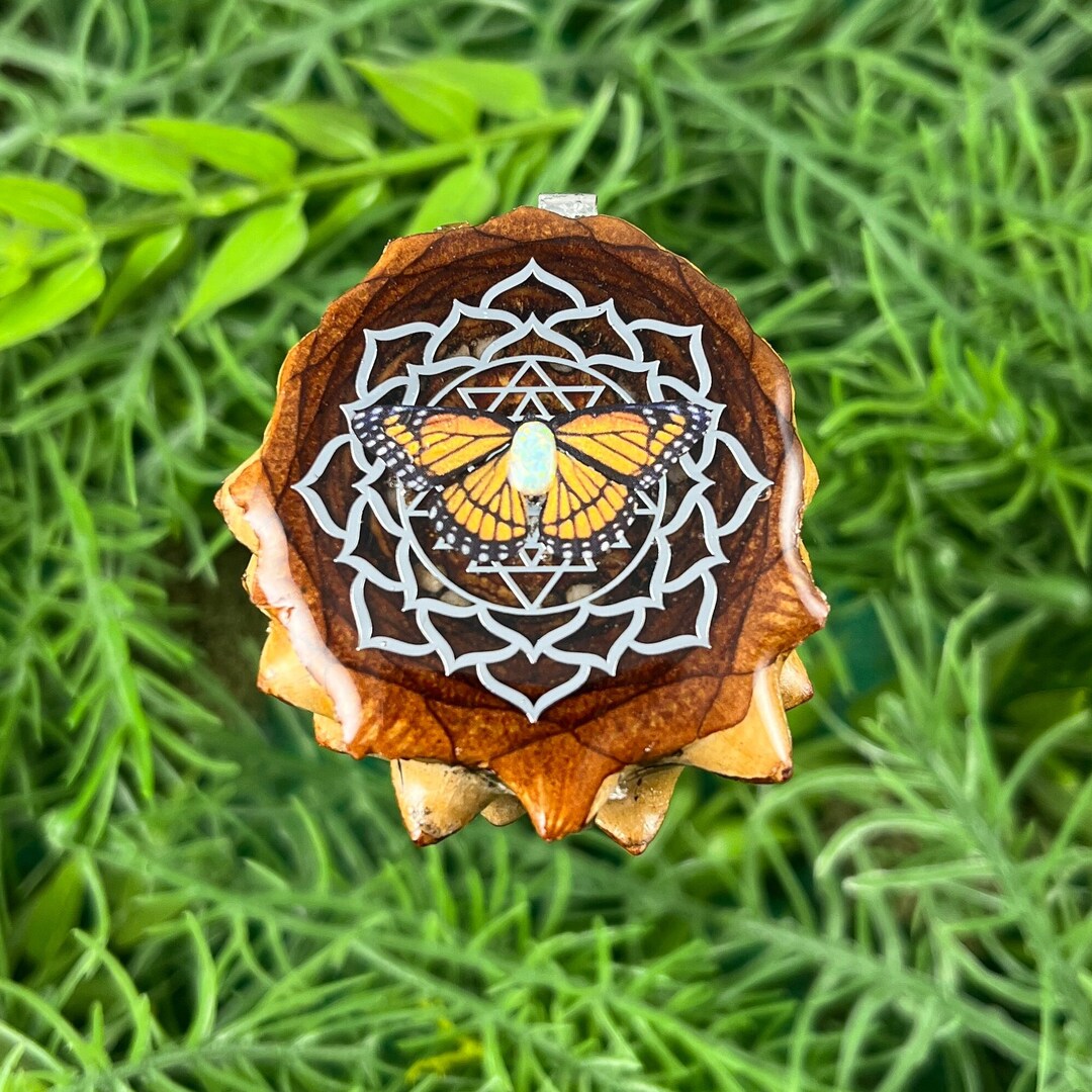 Butterfly Pinecone Pendant Necklace Sacred Geometry Crystal Gemstone - Etsy