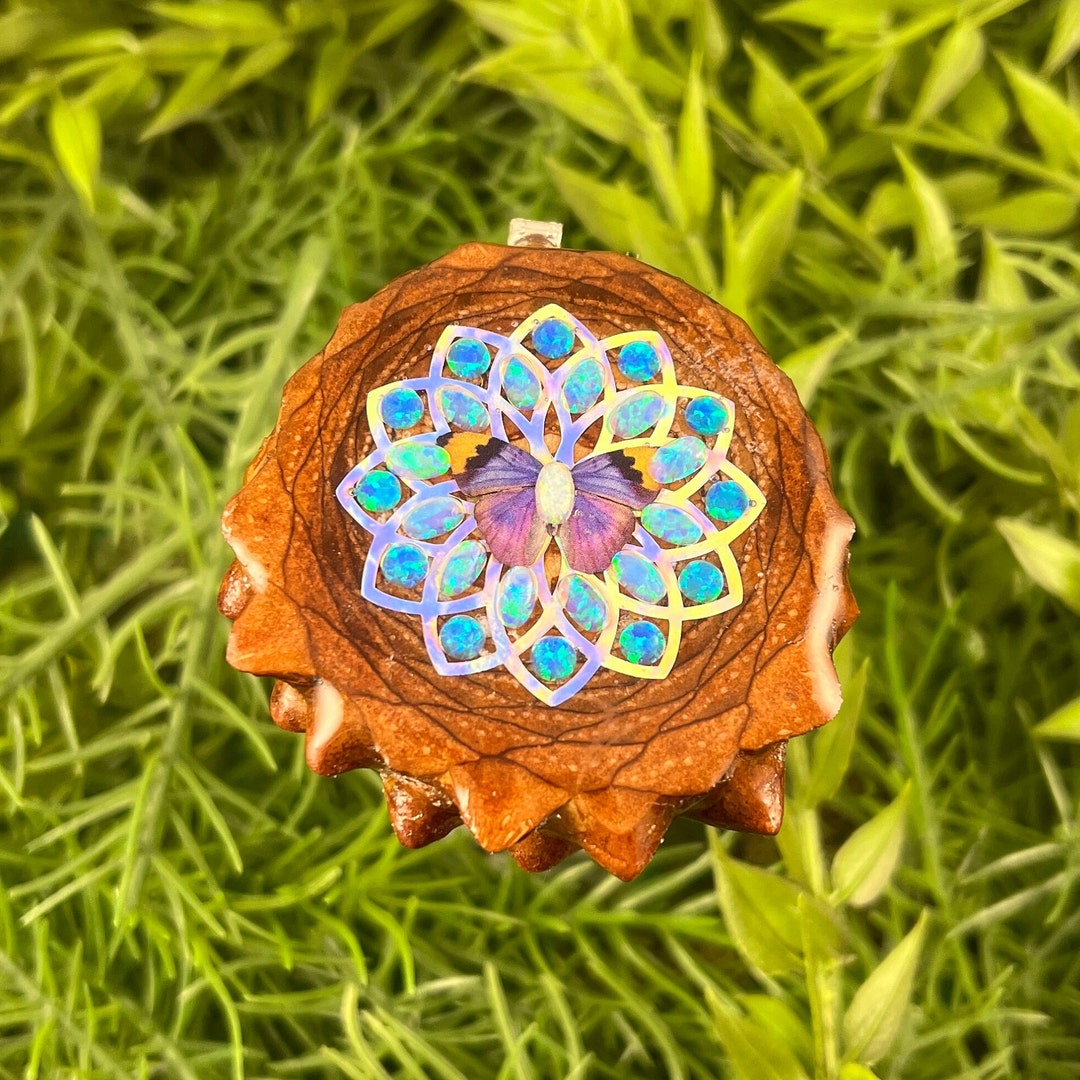 Butterfly Pinecone Pendant Necklace Sacred Geometry Crystal Gemstone - Etsy