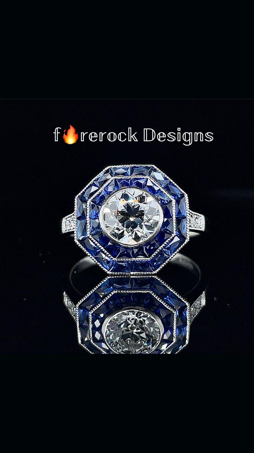 European Cut Lab Diamond Custom 1.02CT Old European Cut Lab Diamond Target Ring - Art Deco ...