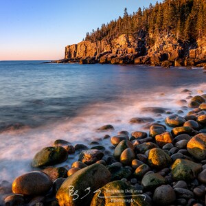Boulder Beach At Sunrise in Acadia National Park in Maine. This beautiful beach has great views of Otter Cliffs and is perfect for sunrise.