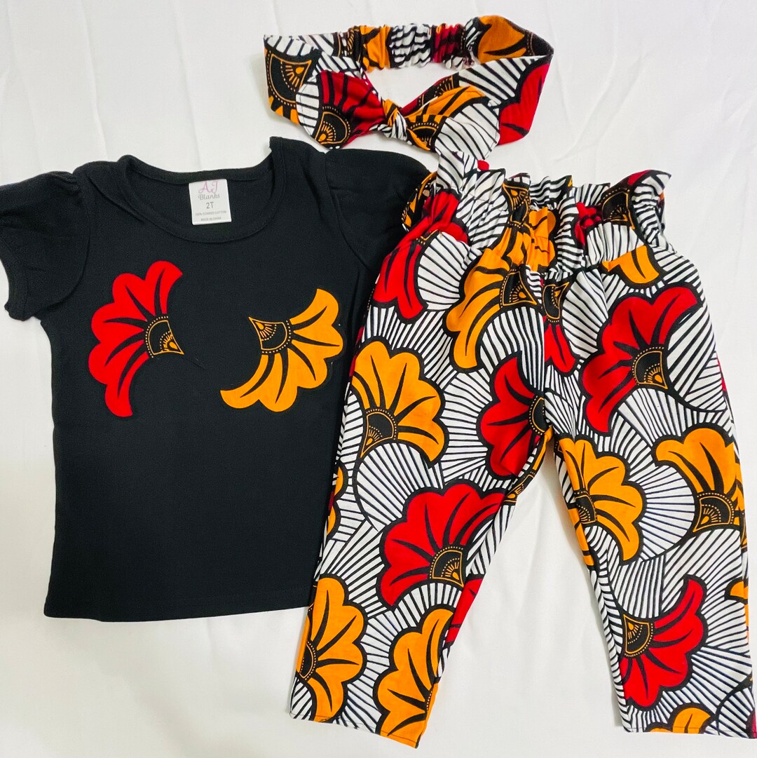 African Print Pants and Shirt Outfit for Girls, Cute African Baby