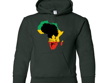 African map hoodie sweatshirt, Adult hoodie with African map and ankara fabric, African sweatshirt for adults, African print clothes