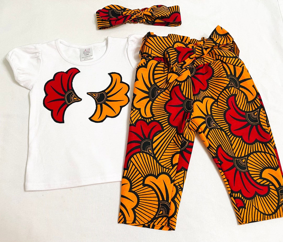 African print pants and shirt outfit for girls, Cute African baby clothes gifts