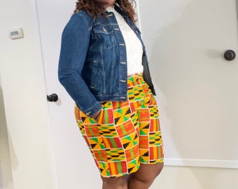 African print shorts for women, Knee length bermuda shorts for women, Ankara kente shorts for women