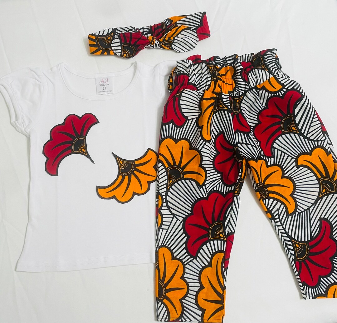 African Print Pants and Shirt Outfit for Girls, Cute African Baby