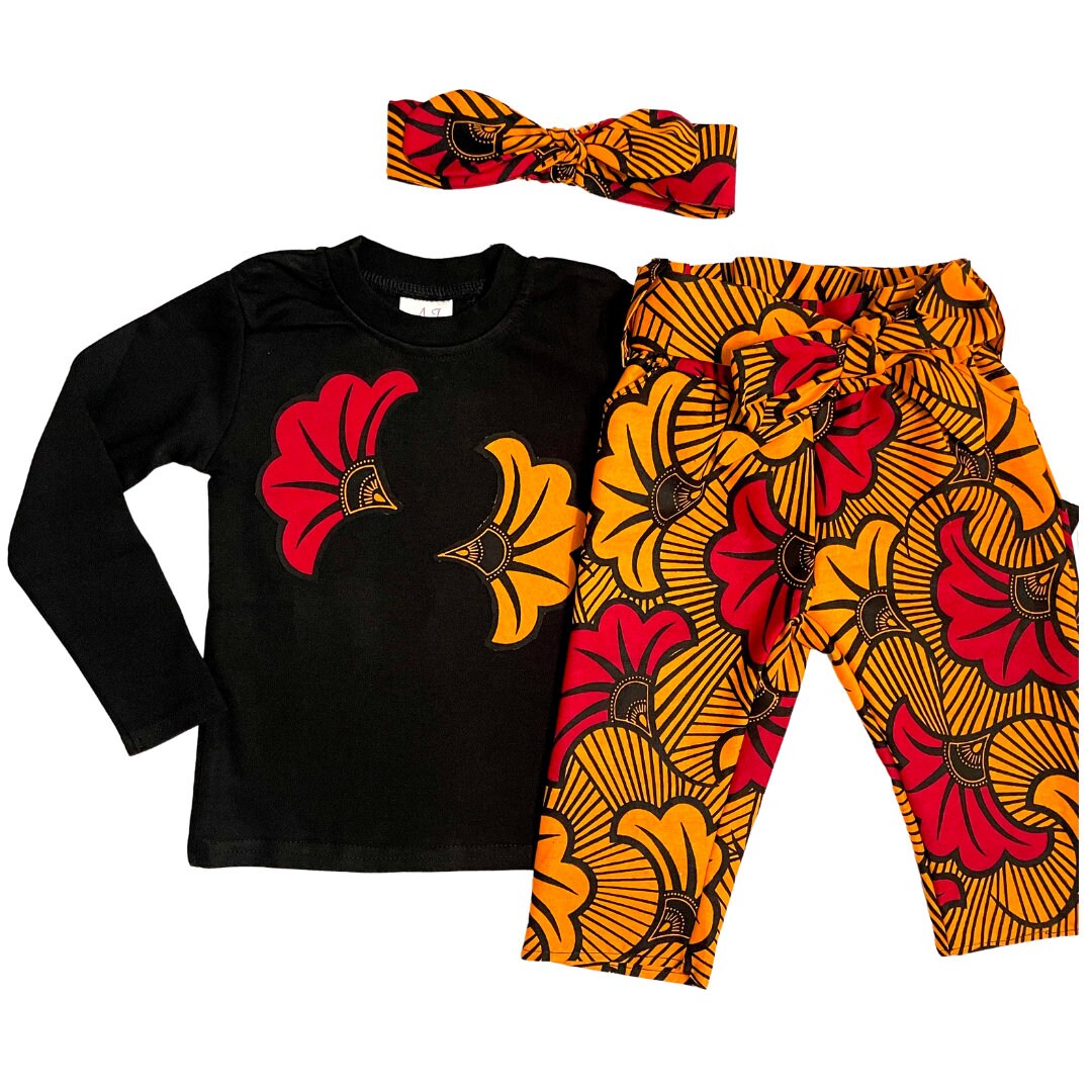 African print pants and shirt outfit for girls, Cute African baby clothes gifts