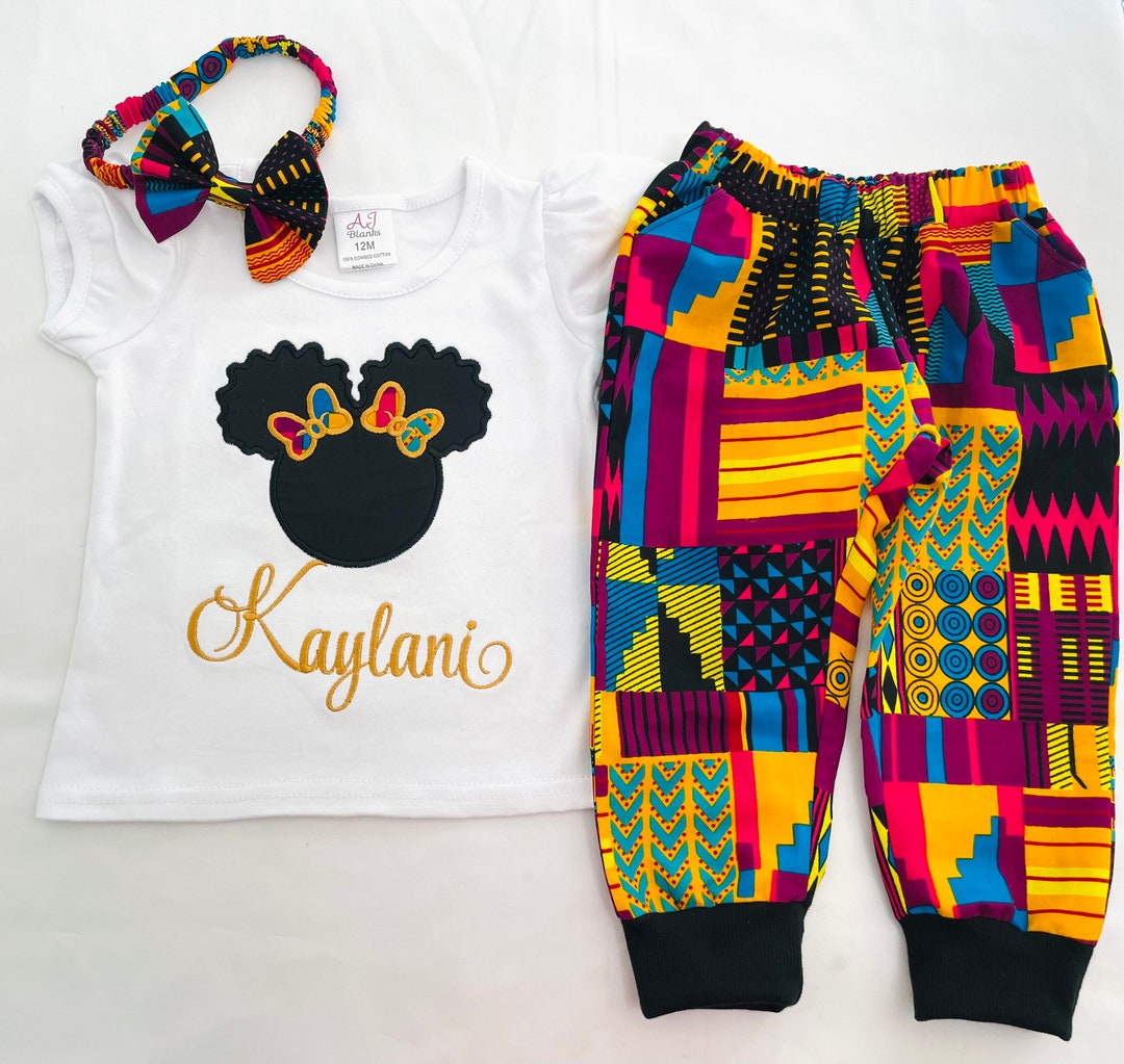 African Print Pants and Shirt Outfit for Girls, Cute African Baby