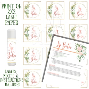 Lip Balm Kit Labels & Instructions labels for handmade items, young living, essential oils, natural beauty products image 2