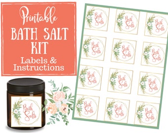 Bath Salt Labels & Instructions - labels for handmade items, young living, essential oils, natural beauty products