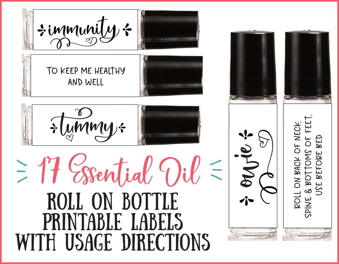 17 Essential Oil Roll-on Bottle Printable Recipe Labels | Etsy