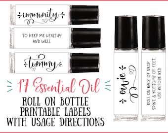 17 Essential Oil Roll-On Bottle Printable Recipe Labels - essential oil roller labels, labels for handmade items, young living