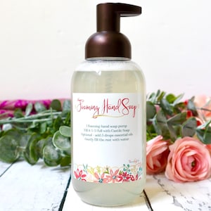 Foaming Hand Soap Vinyl Sticker Bottle Label - cleaning label, waterproof label, labels for handmade items, vinyl labels, organization