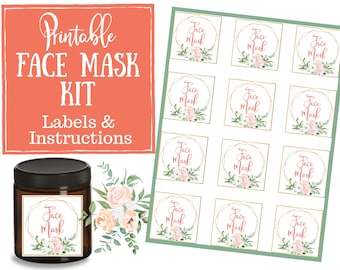 DIY Face Mask Kit - Labels & Instructions - labels for handmade items, young living, essential oils, natural beauty products