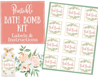 Bath Bomb Kit - Labels & Instructions - labels for handmade items, young living, essential oils, natural beauty products