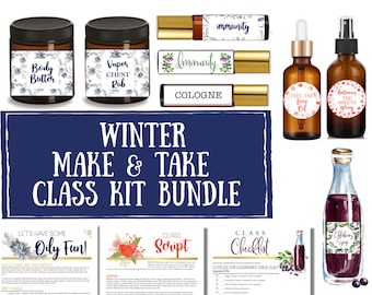 Winter Make & Take Kit Class Bundle, essential oil roller labels, labels for handmade items, young living, elderberry syrup, Valentine's Day