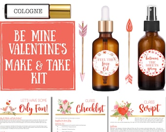 Be Mine Valentine's Day Make and Take Class Kit - essential oil roller labels, essential oil spray, young living, cologne