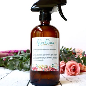 Natural Glass Cleaner Vinyl Sticker Bottle Label - cleaning label, waterproof label, labels for handmade items, vinyl labels, organization