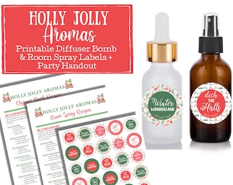 Holiday Diffuser Bomb & Spray Bottle Room Spray Labels - essential oil spray labels, labels for handmade items, young living, pumpkin spice