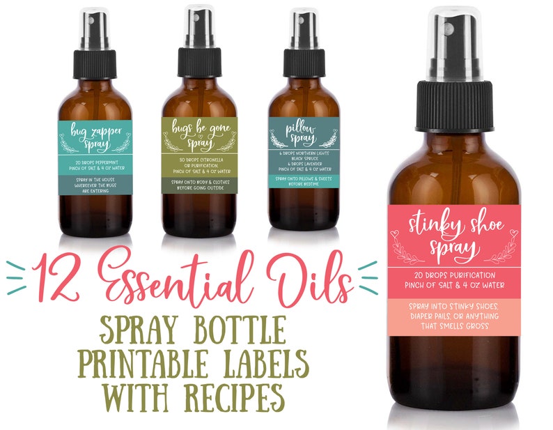 12 Essential Oil Spray Bottle Printable Recipes Essential Etsy Australia