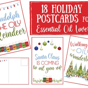 Postales de vacaciones para los amantes del aceite esencial set imprimible, etiquetas para artículos hechos a mano, vida joven, Navidad, etiquetas de aceite sóleo esencial, doTerra