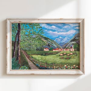 Alpine Village in Spring Fine Art Giclée Print - Nature Decor, Wall Art, Home Decor, Gift for Nature Lovers, Alpine Scenery, Vibrant Art