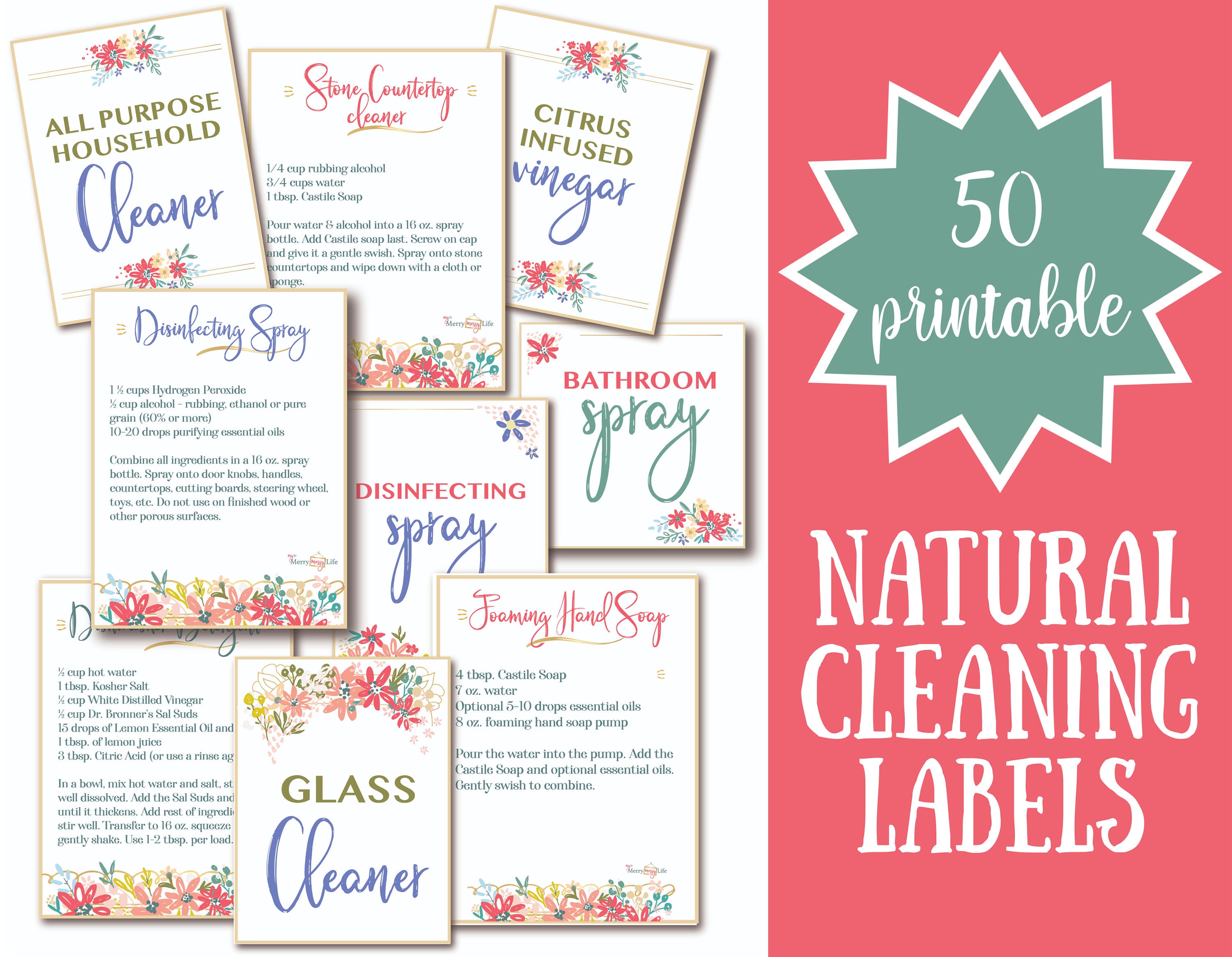 natural cleaning recipe labels printable cleaning labels etsy australia