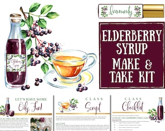 Make and Take Kit for Elderberry Syrup - essential oil roller labels, labels for handmade items, young living, winter wellness