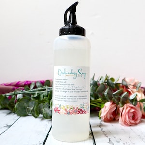Natural Dishwashing Soap Vinyl Recipe Sticker Bottle Label - cleaning label, waterproof label, labels for handmade items, vinyl labels,