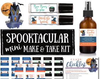 MINI Make and Take Kit for Halloween, essential oil roller labels, labels for handmade items, young living, halloween essential oil class