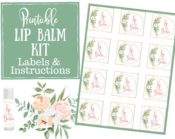 Lip Balm Kit - Labels & Instructions - labels for handmade items, young living, essential oils, natural beauty products