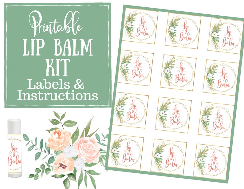 Lip Balm Kit Labels & Instructions labels for handmade items, young living, essential oils, natural beauty products image 1
