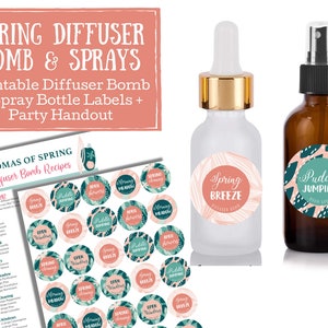 Frühlings-Diffusor-Bombe & Sprühflasche Raum-Sprühetiketten - ätherisches Öl-Sprühetiketten, Etiketten für handgefertigte Gegenstände, junges Leben, doTerra