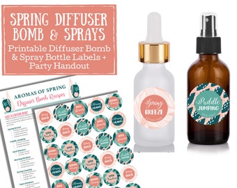 Spring Diffuser Bomb & Spray Bottle Room Spray Labels - essential oil spray labels, labels for handmade items, young living, doTerra