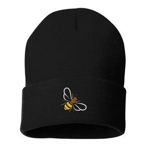 Bumble Bee Knit Beanie 3 Colored Embroidery - FREE SHIPPING