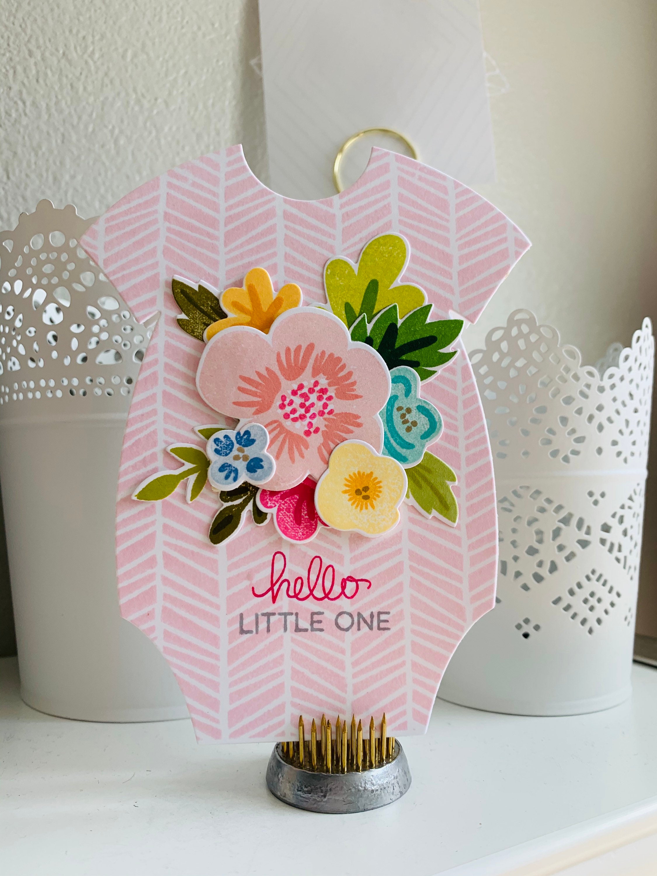 Handstamped Diecut and Layered Onesie Shaped Baby Card Etsy