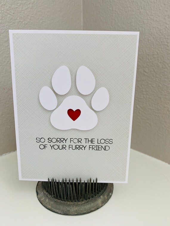 Premium Stamp and Die Cut Greeting Card, Pet Loss, Dog or Cat Loss