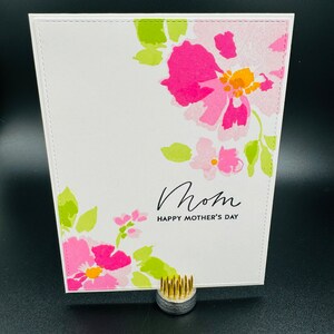 Premium, unique hand-stamped floral mother's day greeting card