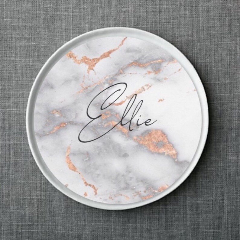 Rose Gold 5.5\u201d Salad Plate Accents Metallic Marble