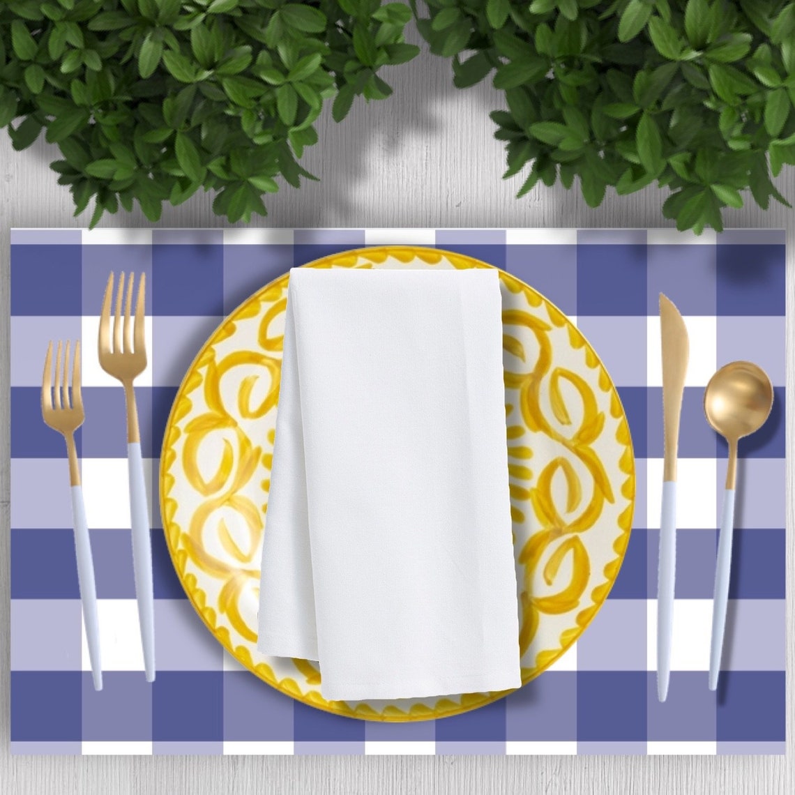 Gingham Placemats and Chargers Etsy