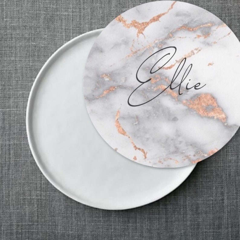 Rose Gold 5.5\u201d Salad Plate Accents Metallic Marble