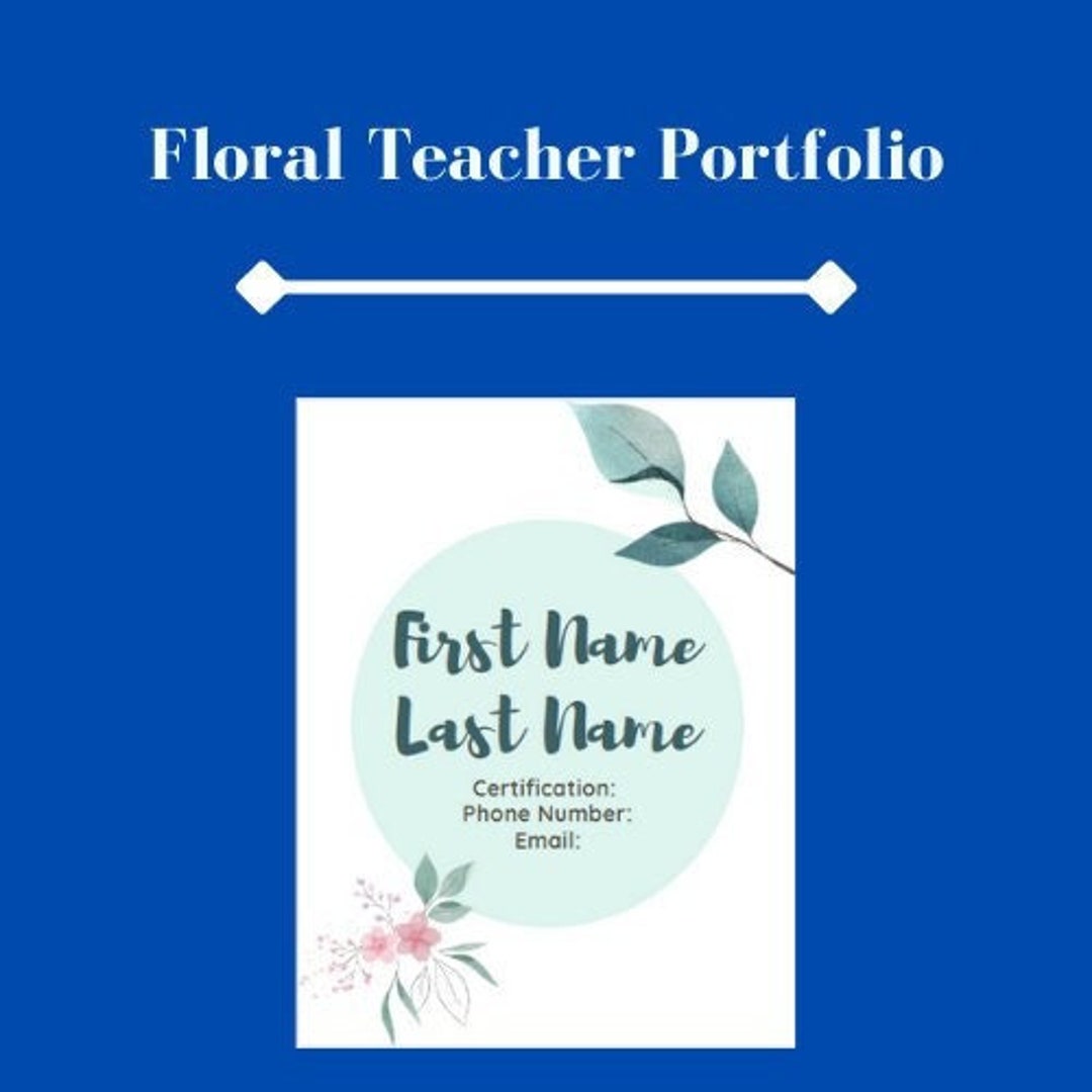 Floral Teacher Portfolio Etsy