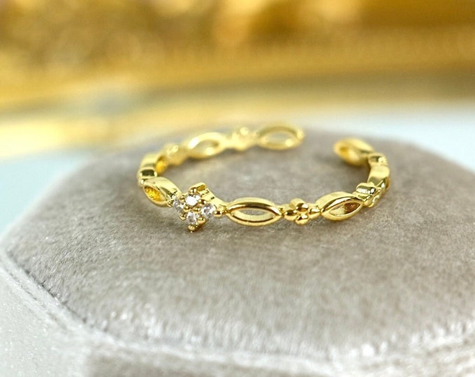 Thin Band Crystal Ring Dainty Crystal Ring Gold Stackable Etsy