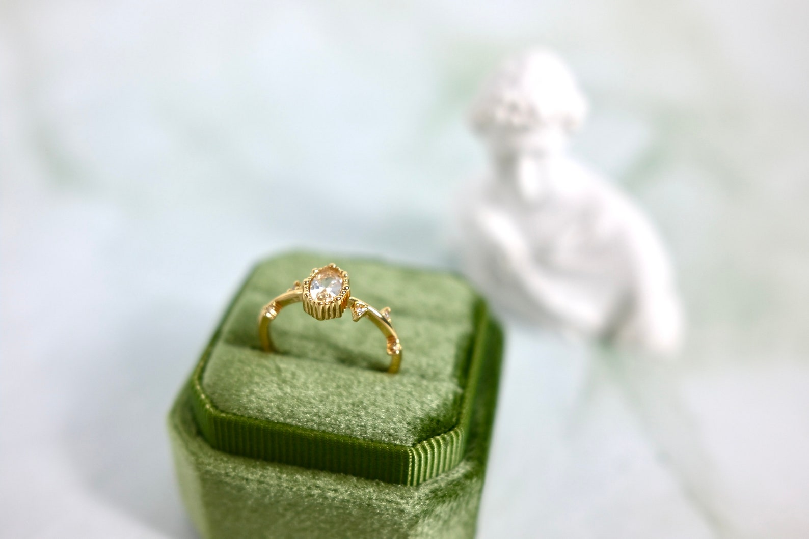 Thin Band Crystal Ring Dainty Crystal Ring Gold Stackable Etsy