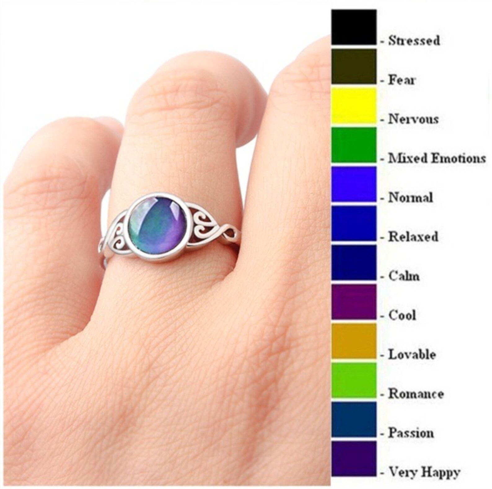 Color Change Ring Mood Ring Emotion Ring Round Gem Ring | Etsy