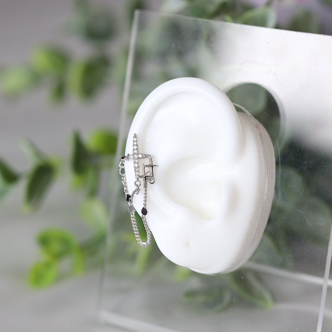 Star Ear Cuff Dangle Chain Ear Cuff Dangle Star Ear Wrap Etsy