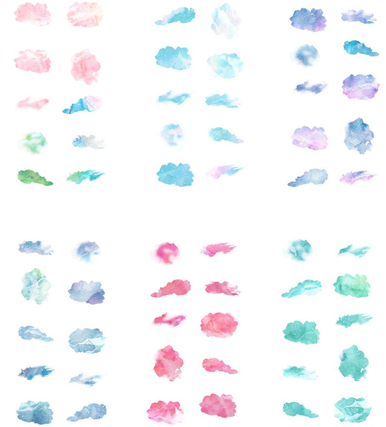 6 hojas pegatinas de nubes conjunto pegatinas de nube rosa Etsy